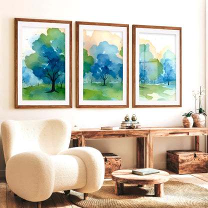 Forest Painting Abstract - Nature Wall Art Triptych