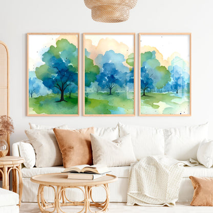 Forest Painting Abstract - Nature Wall Art Triptych