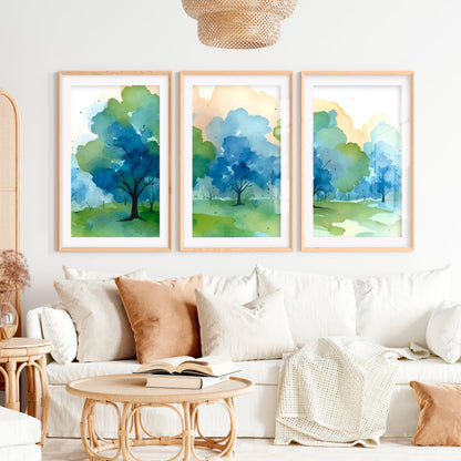 Forest Painting Abstract - Nature Wall Art Triptych