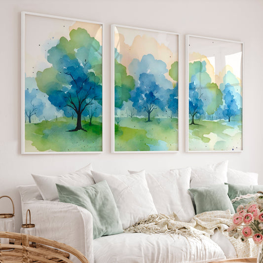 Forest Painting Abstract - Nature Wall Art Triptych