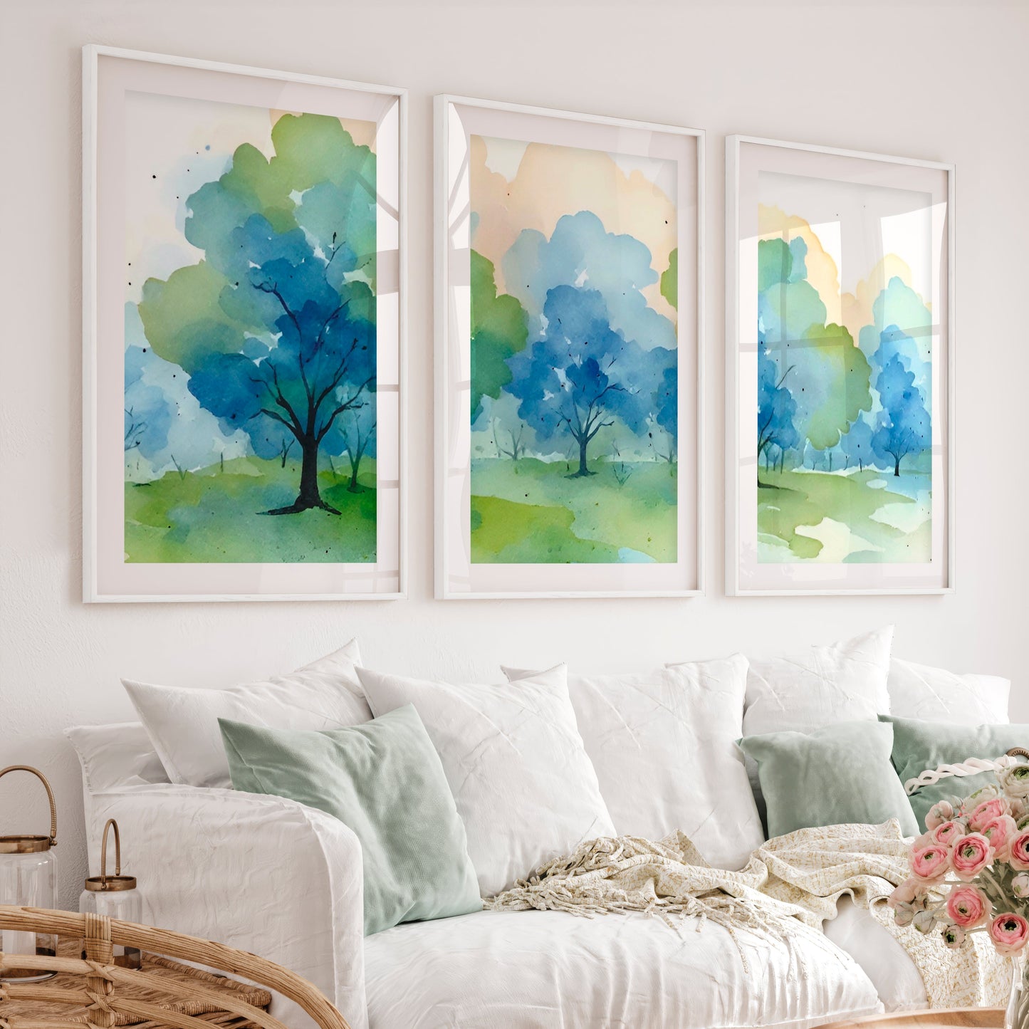 Forest Painting Abstract - Nature Wall Art Triptych
