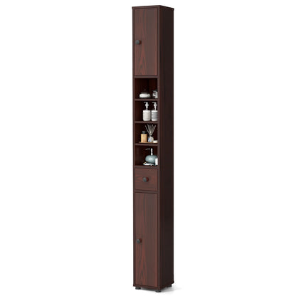 Freestanding Slim Bathroom Cabinet with Drawer and Adjustable Shelves
