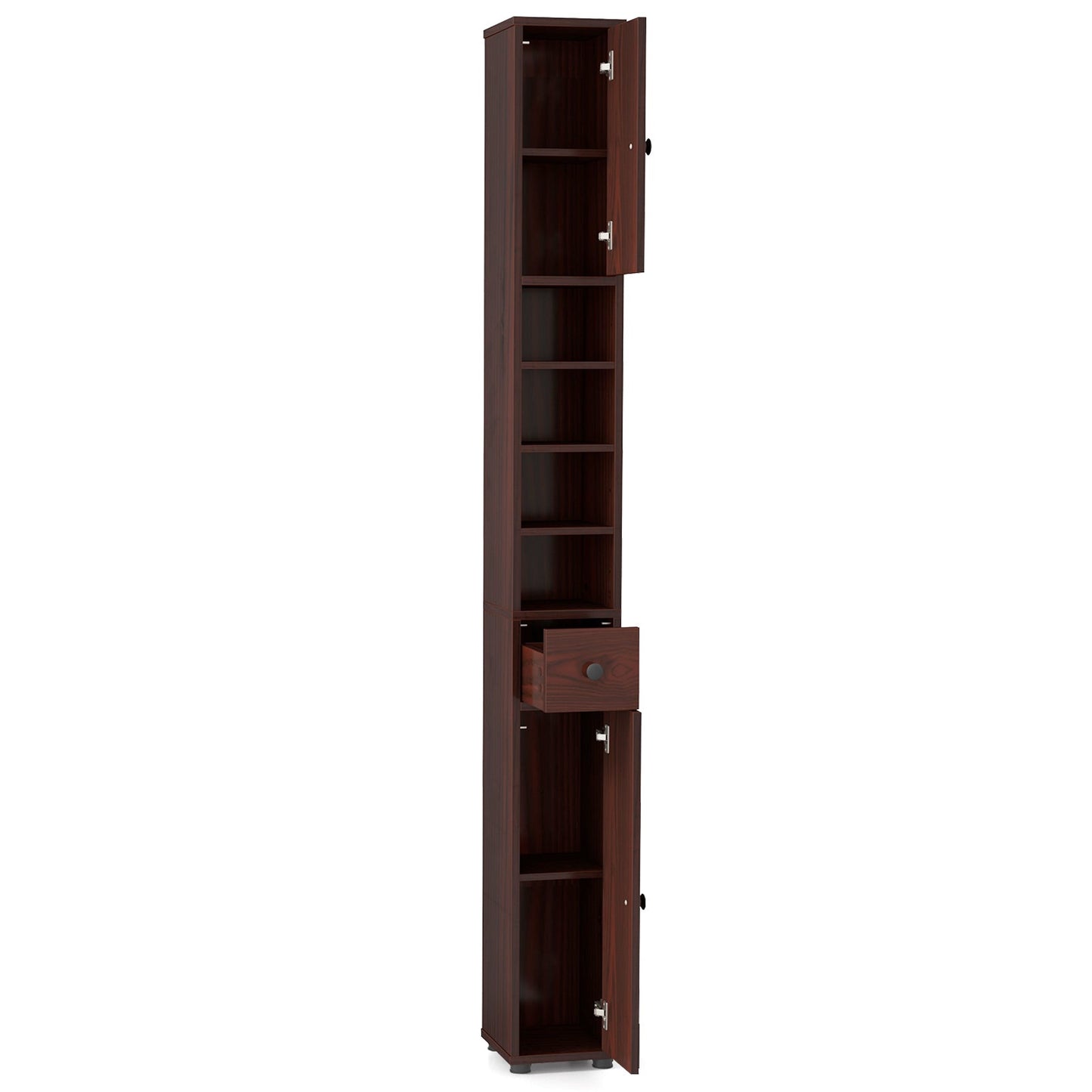 Freestanding Slim Bathroom Cabinet with Drawer and Adjustable Shelves