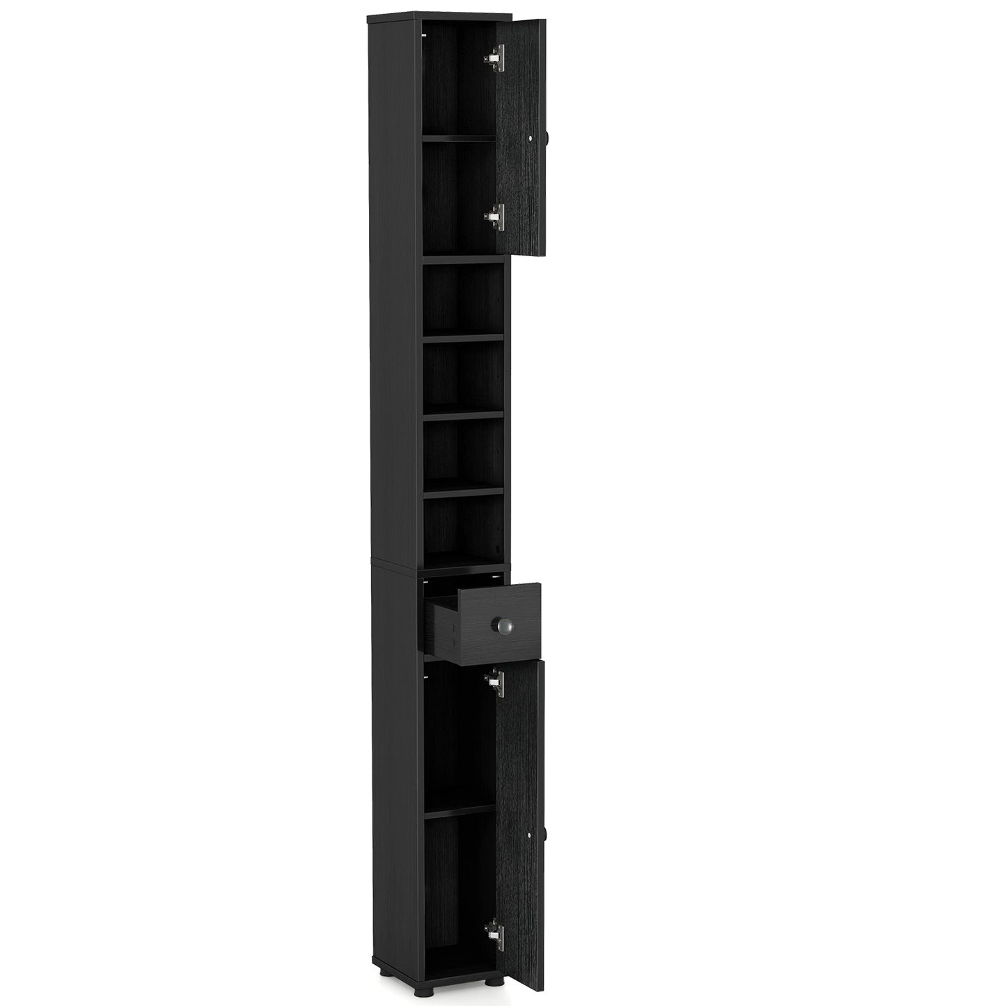 Freestanding Slim Bathroom Cabinet with Drawer and Adjustable Shelves