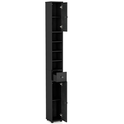 Freestanding Slim Bathroom Cabinet with Drawer and Adjustable Shelves