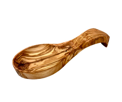 Olive Wood Spoon Rest Handmade Mediterranean Kitchen Countertop Utensil Holder