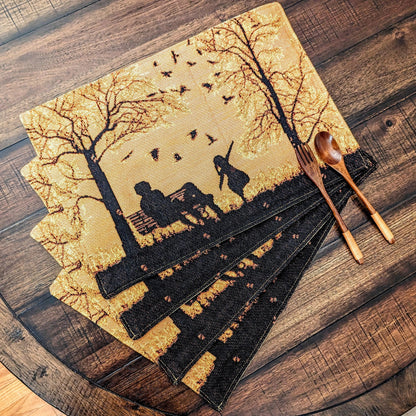DaDalogy Bedding Set of 4 Pieces Autumn Birds Blessing Tapestry Dining Placemats 13” x 19” (Thanksgiving)
