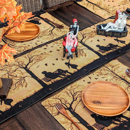 DaDalogy Bedding Set of 4 Pieces Autumn Birds Blessing Tapestry Dining Placemats 13” x 19” (Thanksgiving)