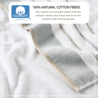 Decorative Cotton Stripe Bath Towel Set - Noelle Collection