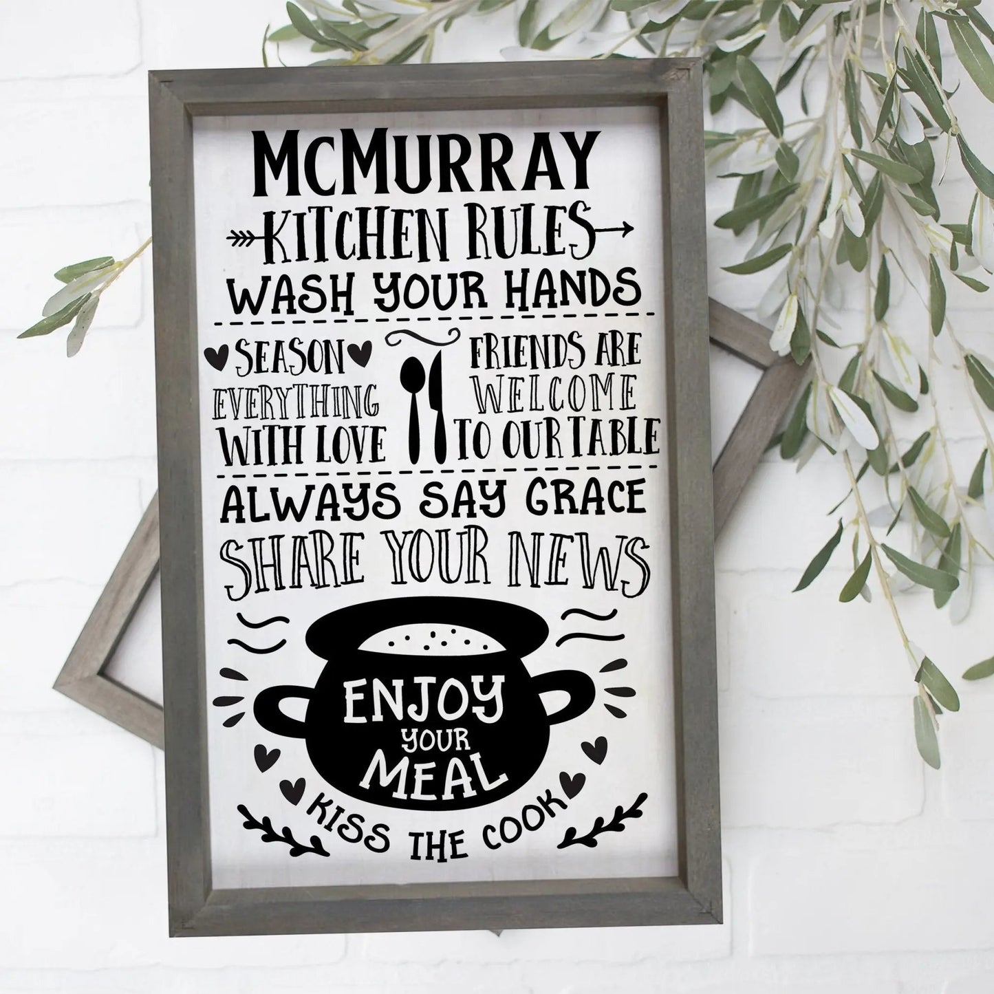 Large Kitchen Sign, Personalized Kitchen Rules Decor, Custom Rustic Kitchen Sign