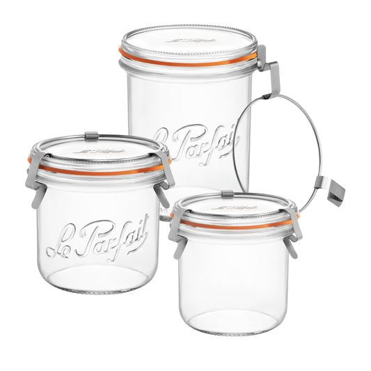 Le Parfait Bistrot, French Glass Jars with Airtight Clip Lids for Canning and Serving