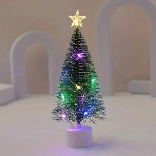 Mini Lighted Colorful Christmas Tree with LED Night Light Acrylic Artificial