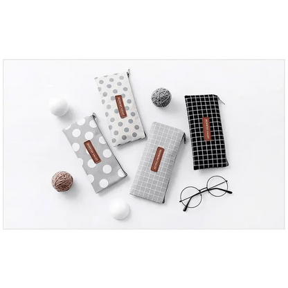 Office Simple Print Stationery Pencil Case Classic Design Pencil Pouch Simple Storage Bag
