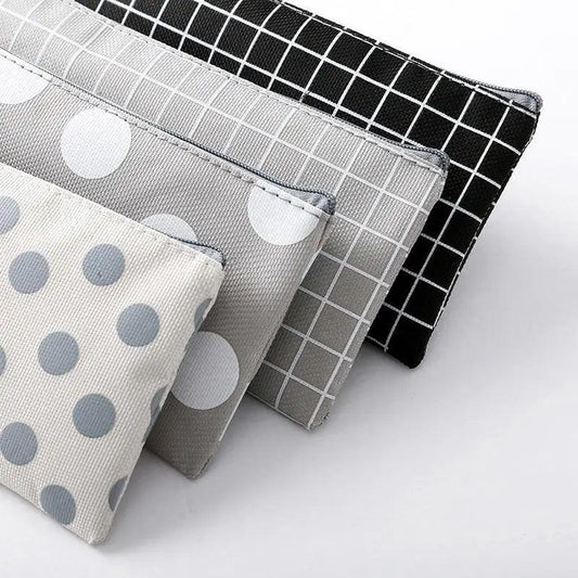 Office Simple Print Stationery Pencil Case Classic Design Pencil Pouch Simple Storage Bag