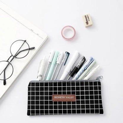 Office Simple Print Stationery Pencil Case Classic Design Pencil Pouch Simple Storage Bag