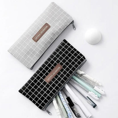 Office Simple Print Stationery Pencil Case Classic Design Pencil Pouch Simple Storage Bag