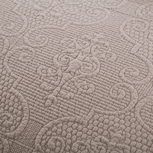 DaDa Bedding Taupe Beige Sand Dollar Floral Quilted Cotton Pillow Sham - 1-Piece  (JHW585)