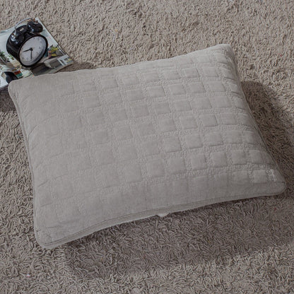 DaDa Bedding Corduroy Sherpa Backside Soft Grey Quilted Pillow Sham - 1-Piece (JHW858)