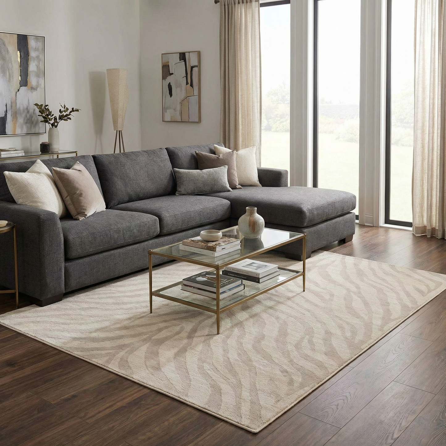 Beige Manteca Zebra Print Area Rug