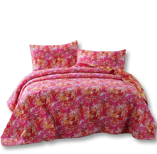 DaDa Bedding Lovely Pop of Colors Lightweight Reversible Quilted Bedspread Set (KBJ1625)