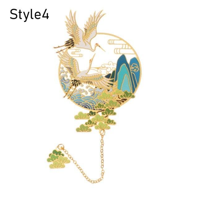 Retro Carving Brass Bookmark Tassel Pendant Book Clip Metal Pagination Mark Student Gift Stationery School Supply Metal Creative Bookmark Chinese Style Unique Vintage Series Gift For Reader Student