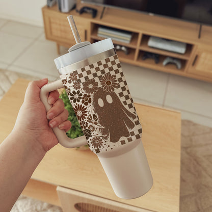 Retro Ghost + Skull 40oz