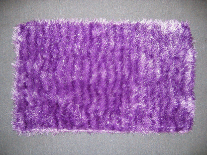 DaDa Bedding Shaggy Soft Door Mat Carpet Rug - 20" x 32" Striped Shiny Purple Lavender