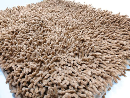 DaDa Bedding Coffee Brown Shaggy Soft Chenille Noodle Carpet Rug Bath Mat