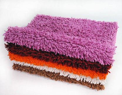 DaDa Bedding Coffee Brown Shaggy Soft Chenille Noodle Carpet Rug Bath Mat