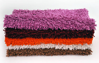 DaDa Bedding Vanilla Ivory White Shaggy Soft Chenille Noodle Carpet Rug Bath Mat