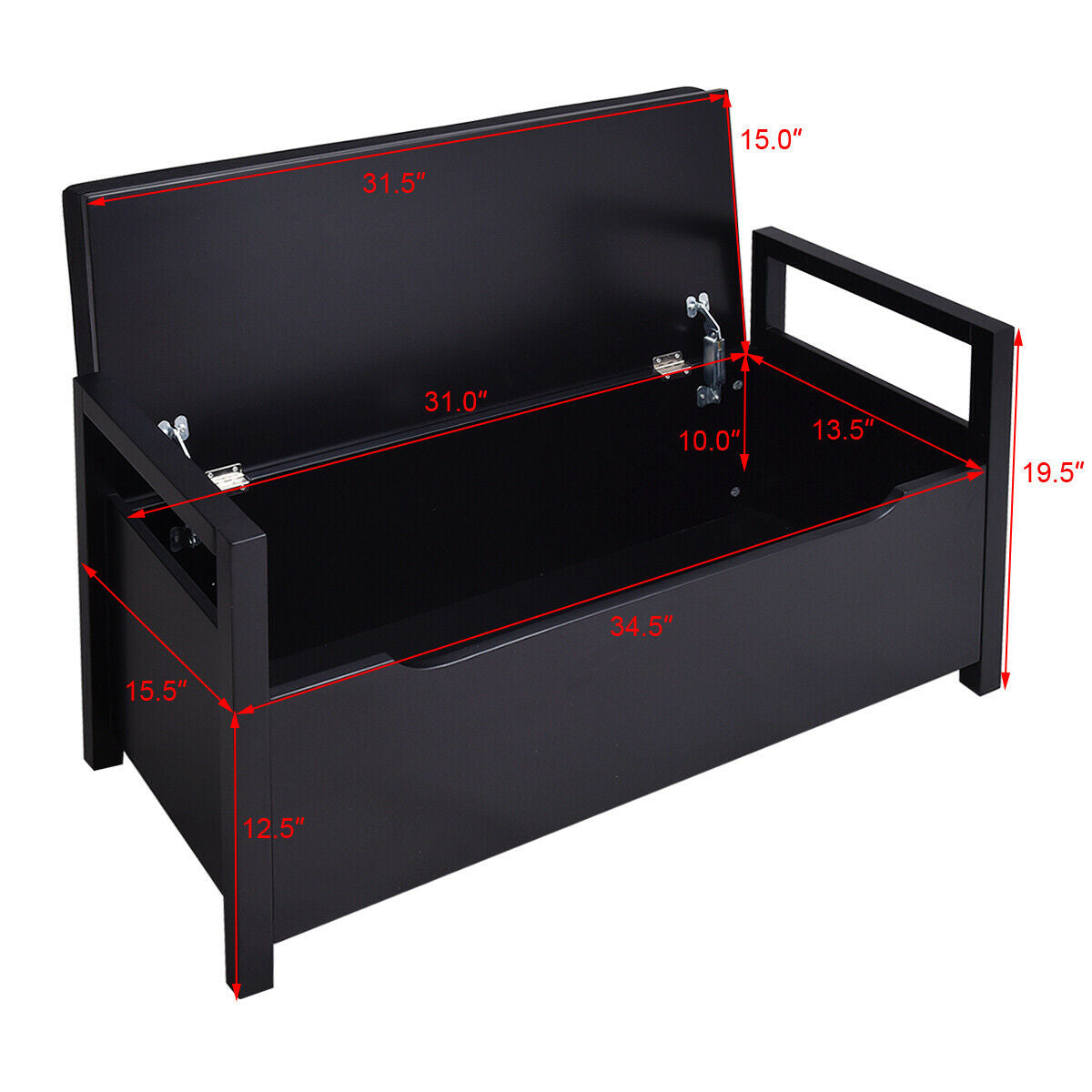 34.5 ×15.5 ×19.5 Inch Shoe Storage Bench with Cushion Seat for Entryway