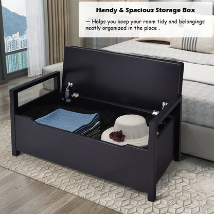 34.5 ×15.5 ×19.5 Inch Shoe Storage Bench with Cushion Seat for Entryway