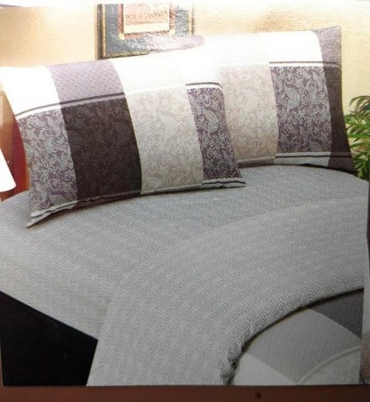 DaDa Bedding Grey Floral Paisley Fitted & Flat Sheet w/ Pillow Cases Set (FSFS8222)