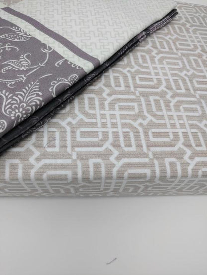 DaDa Bedding Grey Floral Paisley Fitted & Flat Sheet w/ Pillow Cases Set (FSFS8222)