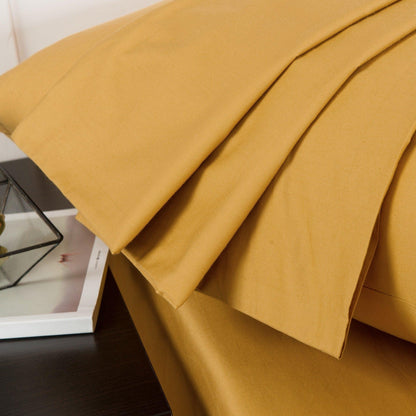 DaDa Bedding Honey Yellow Cotton Fitted Sheet Set