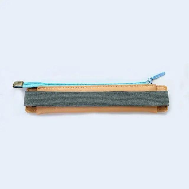 Slim Leather Unique Design Pencil Case Book Holder Pouch With Elastic Band For Notebook Fashion School Pen Case