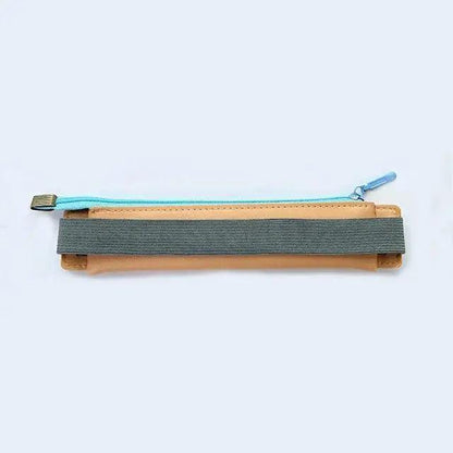 Slim Leather Unique Design Pencil Case Book Holder Pouch With Elastic Band For Notebook Fashion School Pen Case