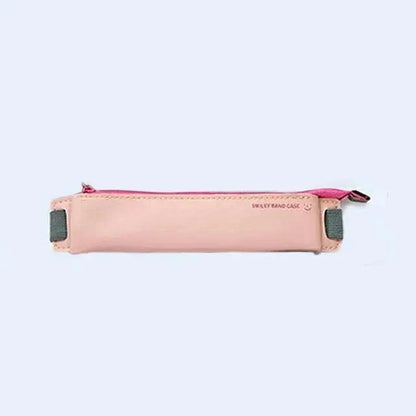 Slim Leather Unique Design Pencil Case Book Holder Pouch With Elastic Band For Notebook Fashion School Pen Case