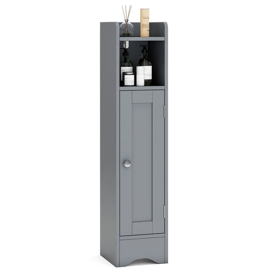 Slim Bathroom Cabinet Corner with 1 Door and Adjustable Shelves