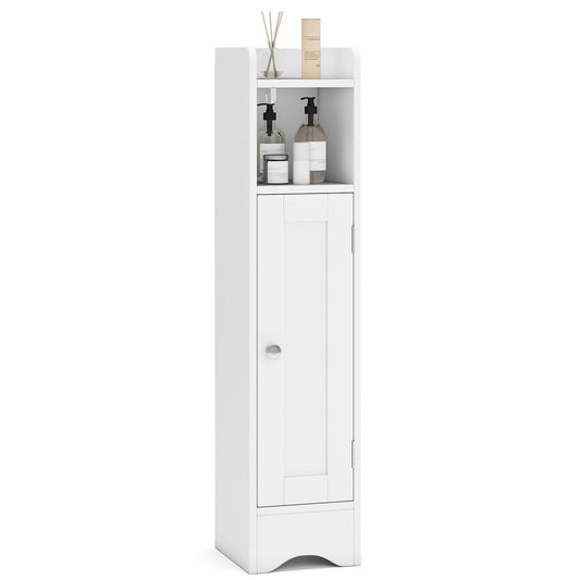 Slim Bathroom Cabinet Corner with 1 Door and Adjustable Shelves