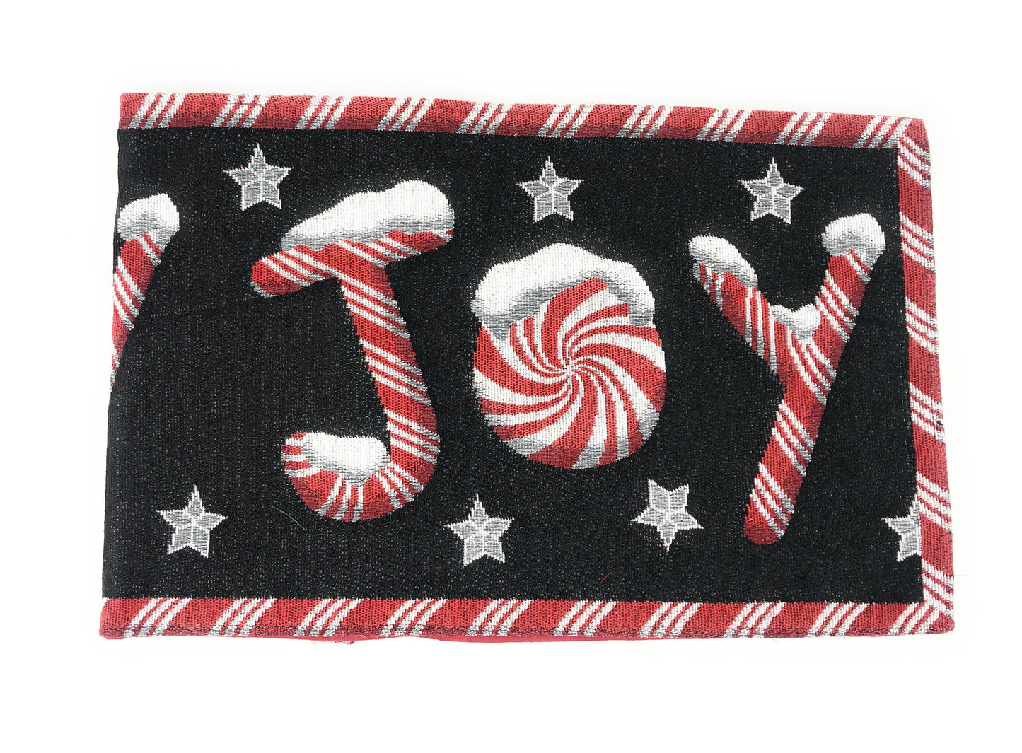 DaDa Bedding Set of 8 Pieces Peppermint Joy Holiday Table Tapestry - 4 Placemats, 2 Table Runners, 2 Throw Pillow Covers (12904)