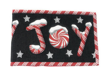 DaDa Bedding Peppermint Joy Red Black Holiday Tapestry Dining Table Runner (12904)