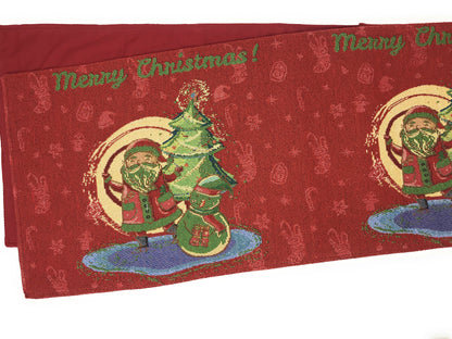 DaDa Bedding Red Santa Claus Christmas Tree Woven Tapestry Dining Table Runner (17615)