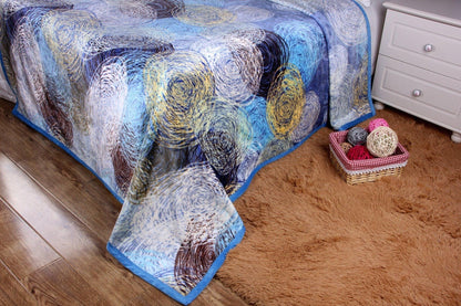 DaDa Bedding Swirly Navy Blue Lagoon Abstract Mink Flannel Fleece Throw Blanket (XY9897)