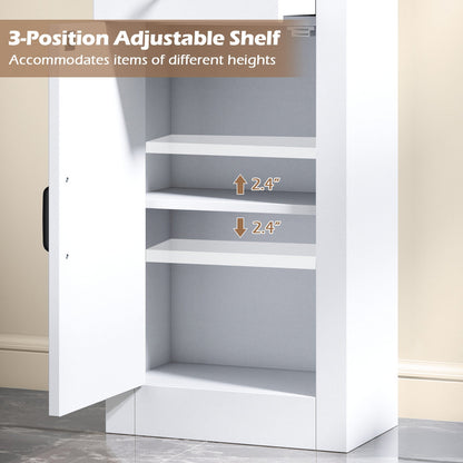 68 inch Tall Bathroom Cabinet with Barn Door Narrow Slim Storage Organizer Unit with Drawer-White