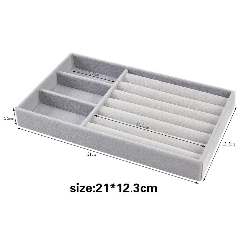Velvet Jewelry Display Stackable Exquisite Jewelry Holder Portable Ring Earrings Necklace Organizer Box organizer Velvet Drawer Organizer Showcase Jewelry Storage for Bracelet Necklace Earring Ring