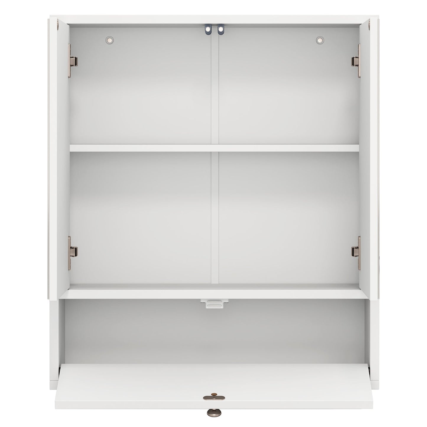 Double Door Wall-Mounted Bathroom Mirrored Medicine Cabinet-White