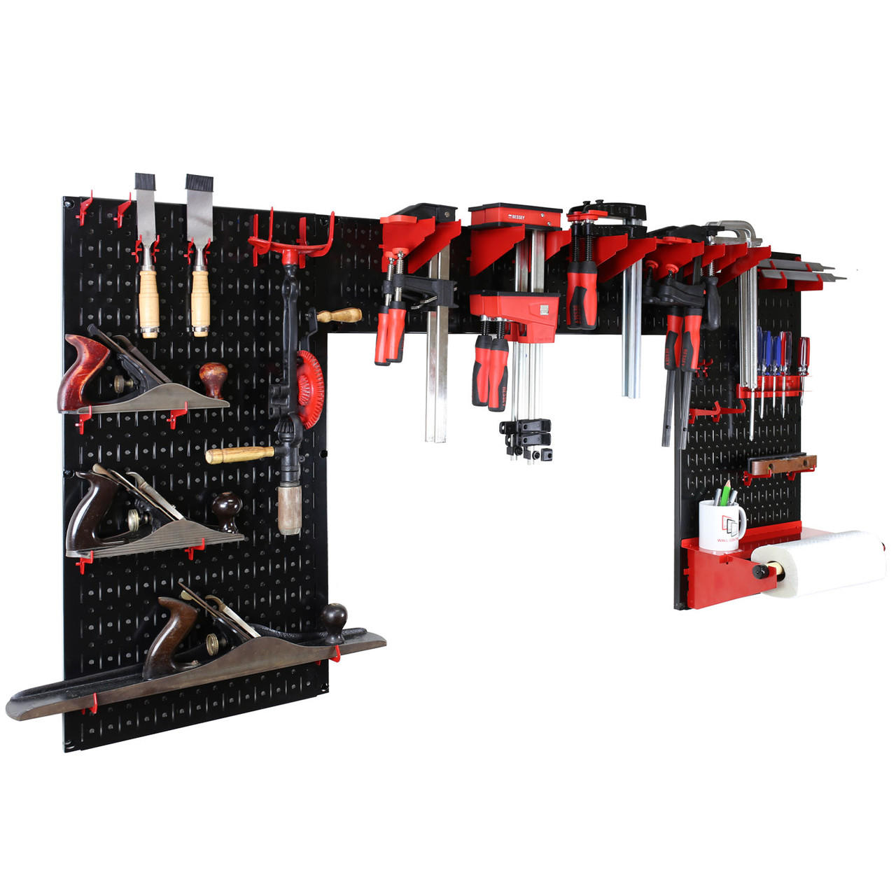 Lazy Guy DIY Maker Woodworking Tool Storage Organizer Set - Metal Pegboard with Accessories