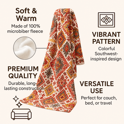 DaDa Bedding Southwestern Havana Geometric Soft Plush Fleece Flannel Throw Blanket (XY1012)